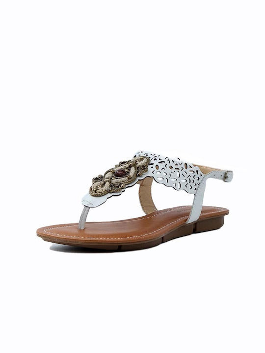 Hush Puppies Leather Women's Flat Sandals in White Color