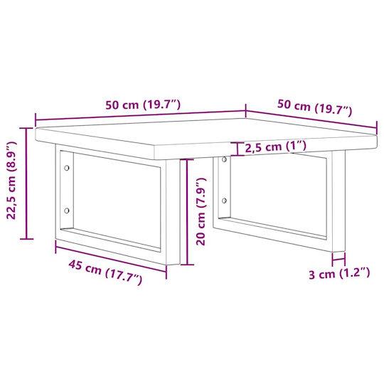 vidaXL Cabinet de baie fără chiuvetă L50xl50xH2.5cm Maro