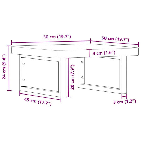 vidaXL Countertop without Sink L50xW50xH4cm Coffee