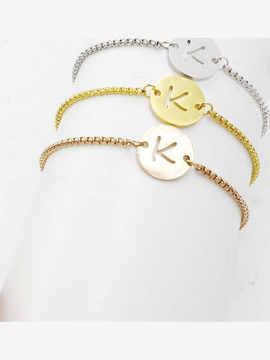 Goldsmith Stainless Steel Βραχιόλι Δίσκος Μονόγραμμα Χρυσό