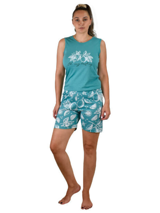 Mirano Homewear Sommer Damen Pyjama-Set Grün