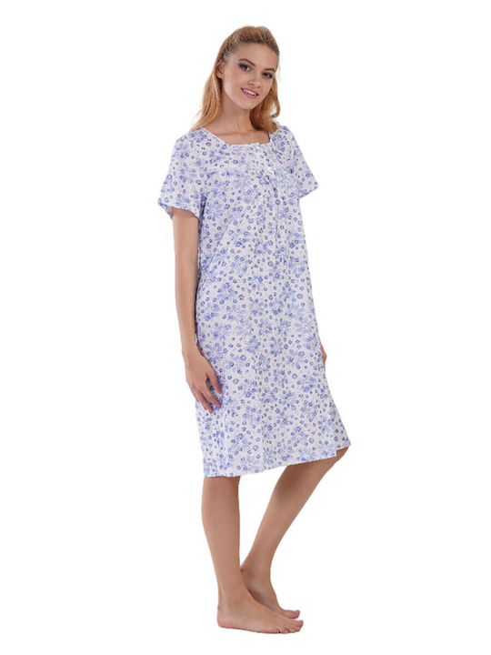 Vienetta Secret Summer Cotton Women's Nightdress Blue