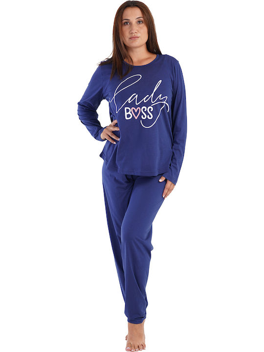 Vienetta Secret Winter Women's Pyjama Set Blue Marine