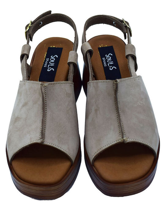 Soulis Shoes Platforme dama Tabac maro