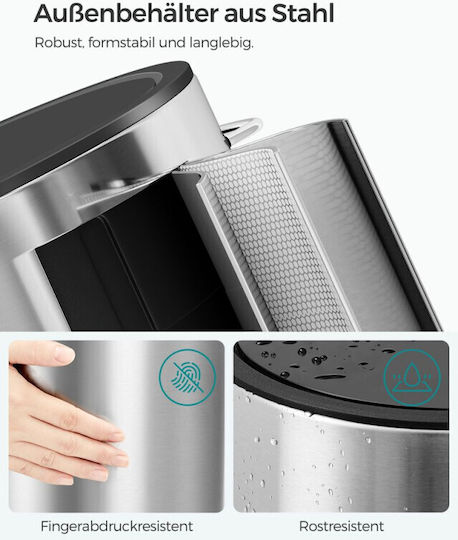 Songmics Metallic Bathroom Basket Soft Close 3lt Silver
