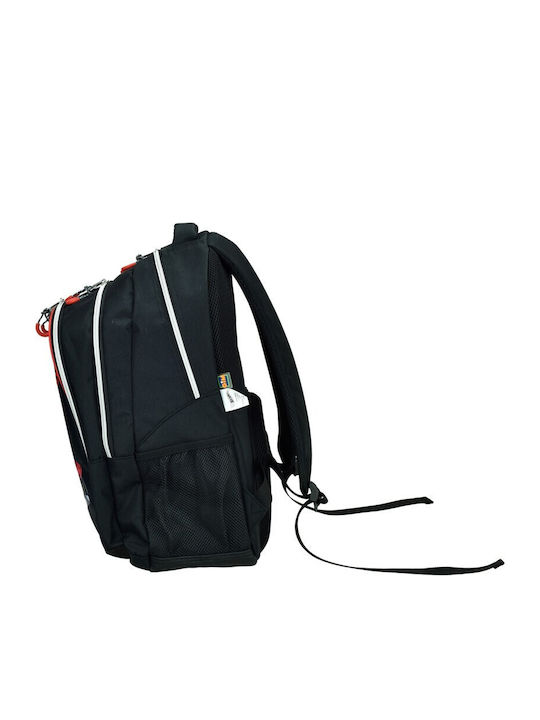 Gim Hot Wheels Retro School Backpack Elementary With Water Bottle Holder Black 27L 35 x 20 x 46cm