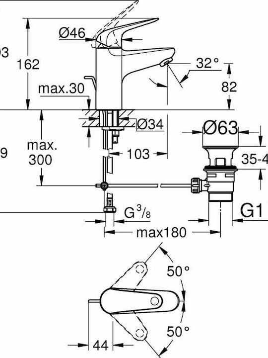 Grohe Миксер Батерия За Умивалник Сребрист