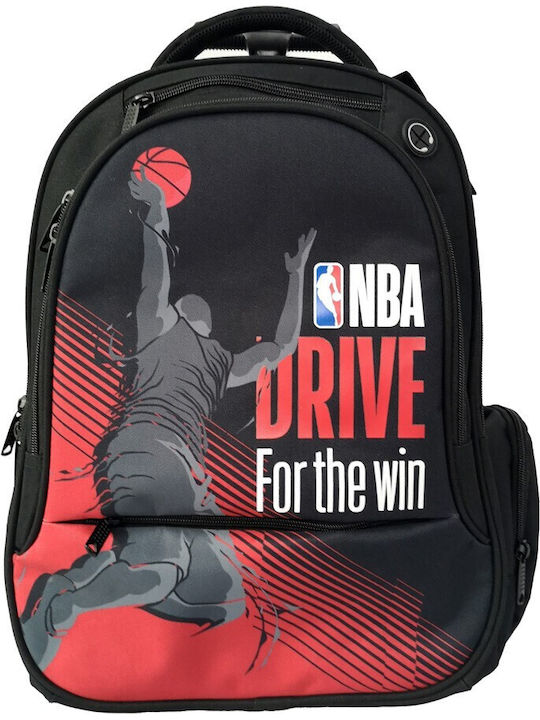 NBA School Trolley Bag for Elementary with Water Bottle Holder Red 30L 33 x 28 x 48cm