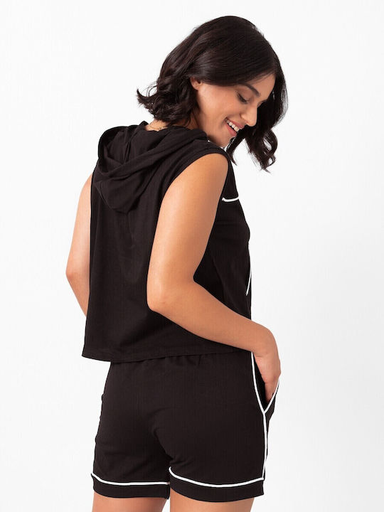 Mirano Homewear Καλοκαιρινό Γυναικείο Σετ Πιτζάμας Βαμβακερό Μαύρη