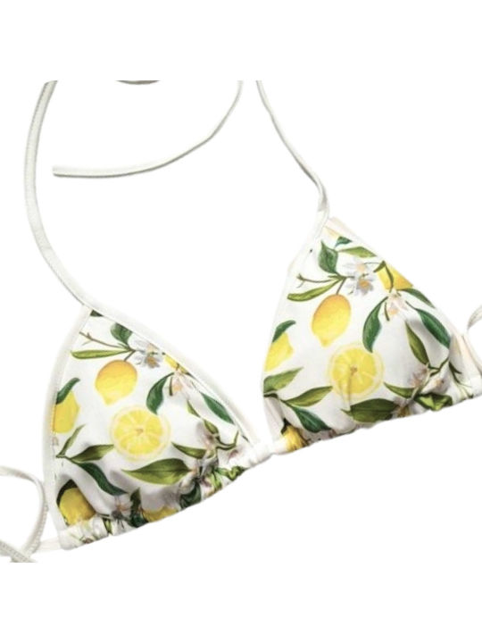 Bikini Set Triangle With Light Padding Yellow White One Size 2407017762 60151