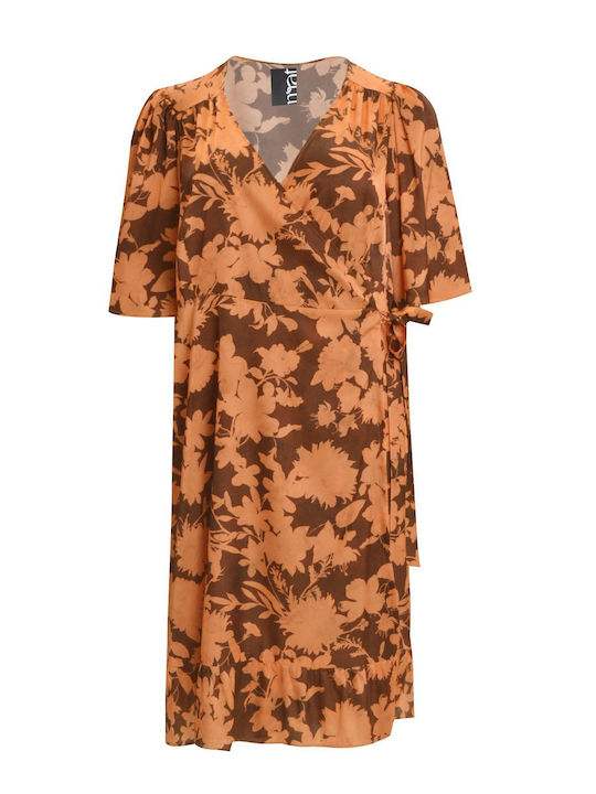 Mat Fashion Midi Φόρεμα Σατέν Κρουαζέ Πορτοκαλί