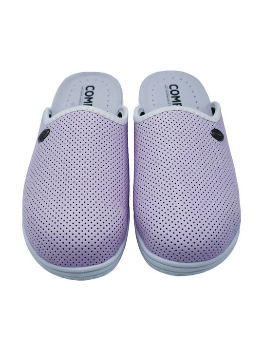 Comfy Anatomic Γυναικεία Δερμάτινα Ανατομικά Σαμπό Μωβ