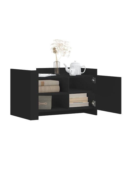 Rectangular Central Wooden Coffee Table Black M80xW50xH50cm