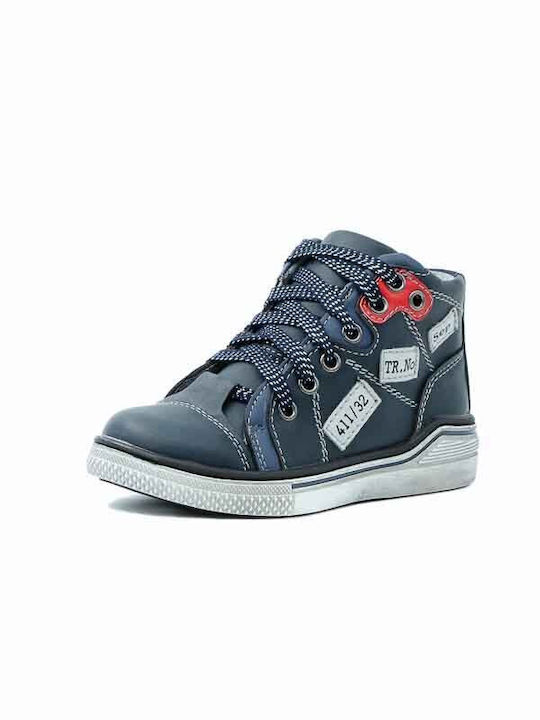 IQ Shoes Kids PU Leather Boots with Lace Blue