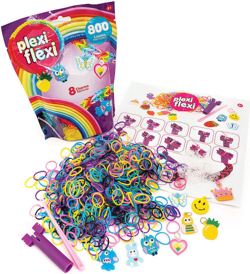 AS Hair Ties Plexi Flexi Plexi Flexi Bag 800 Rubber Bands & 8 Accessories For Children 5+ Years (Various Designs) 1pc