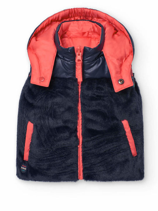 Kids' Fur Sleeveless Double Sided with Hood Floral