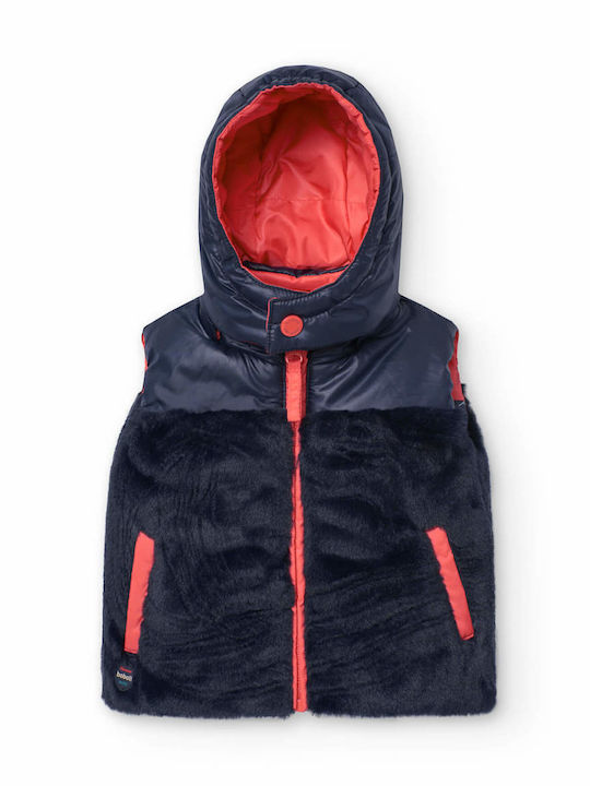 Kids' Fur Sleeveless Double Sided with Hood Floral