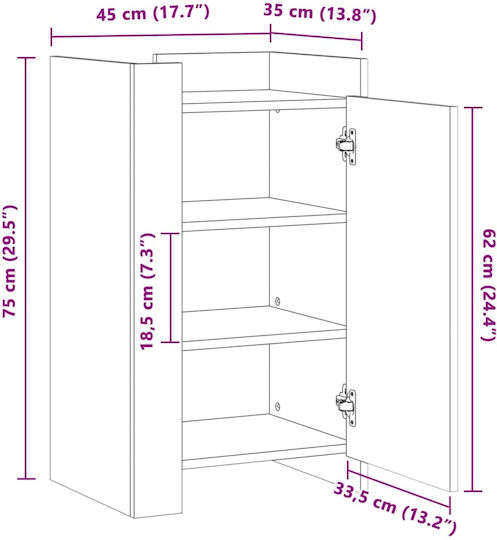 Cabinet Storage Wooden L45xW35xH75cm