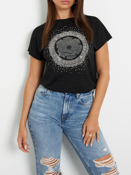 Guess Women's T-shirt Animal Print Black