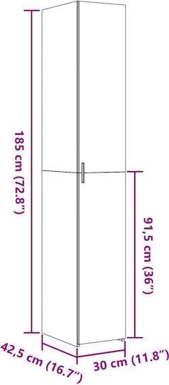 Bücherregal Grau Sonoma 30x42.5x185cm