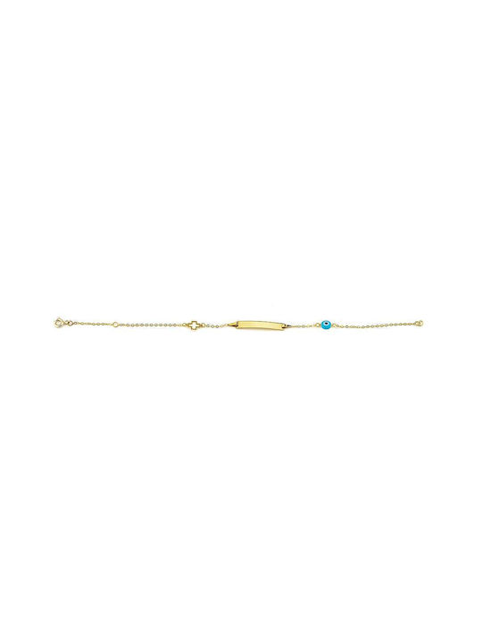 Goldsmith Kids Bracelet ID from Gold 9K with Σταυρό