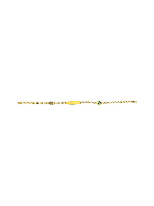 Goldsmith Kids Bracelet ID from Gold 14K with Evil Eye