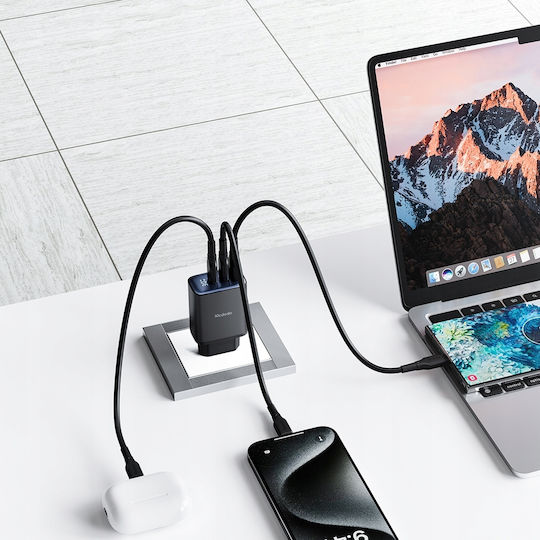Mcdodo Ladegerät ohne Kabel GaN mit USB-A Anschluss und 2 USB-C Anschlüsse 30W Stromlieferung Schwarzs (CH-2180)