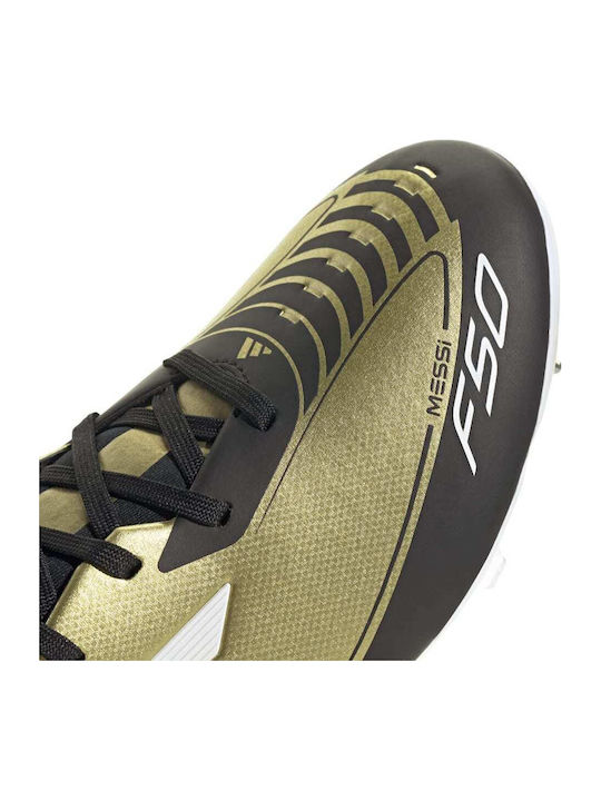 adidas F50 League Messi Football Shoes with Cleats Gold Metallic / Cloud White / Core Black