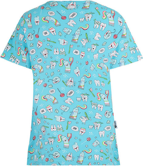 bwell Unisex Multicolour Medical Blouse Bambina Blue Teeth