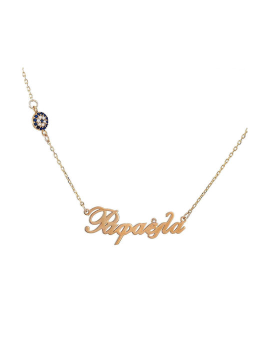 Goldsmith Necklace Name from Pink Gold Plated Silver with Zircon