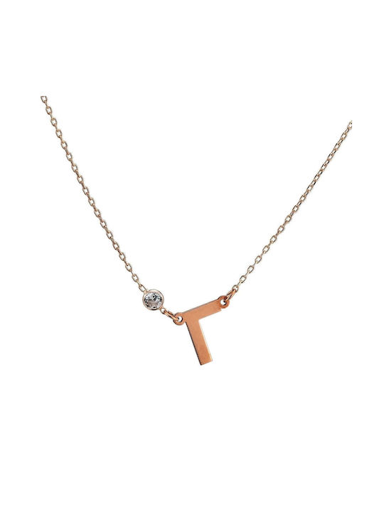 Goldsmith Necklace Monogram from Gold Plated Silver with Zircon