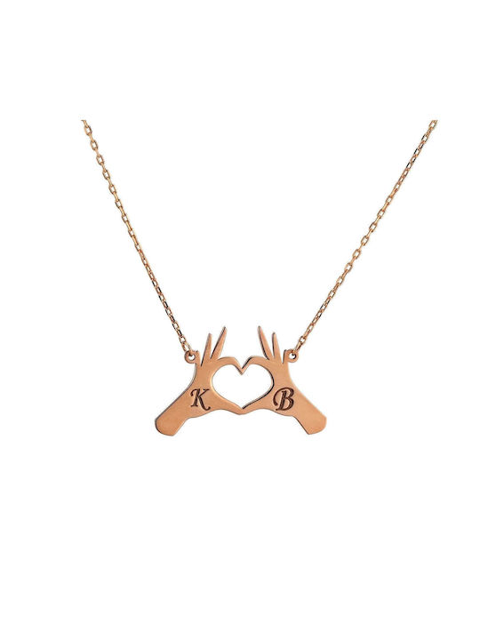 Goldsmith Necklace with design Heart from Pink Gold Plated Silver