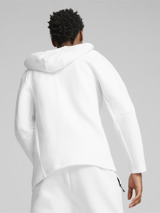 Puma Men's Sweatshirt Jacket with Hood and Pockets WHITE