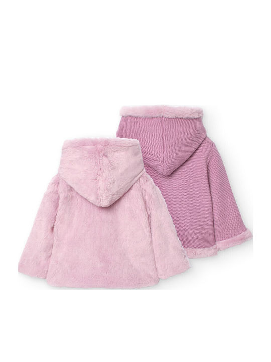 Kinderstrickjacke Gestrickt mit Kapuze Rosa
