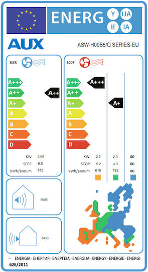 AUX Q Plus Инверторен климатик 9000 BTU A++ - А++/А+ с WiFi