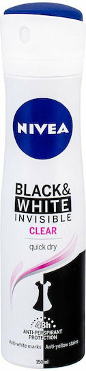 Nivea Invisible For Black & White Clear Anti-perspirant Αποσμητικό 48h σε Spray 150ml