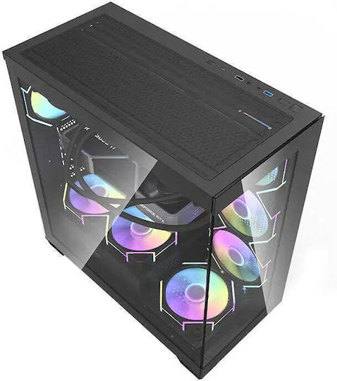 Darkflash DS900 + 7 ARGB Fans Gaming Midi Tower Κουτί Υπολογιστή με Πλαϊνό Παράθυρο Μαύρο
