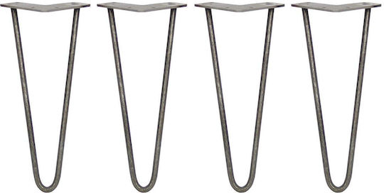4 X 12" Picioare Hairpin 2 Prong 10mm Oțel Brut