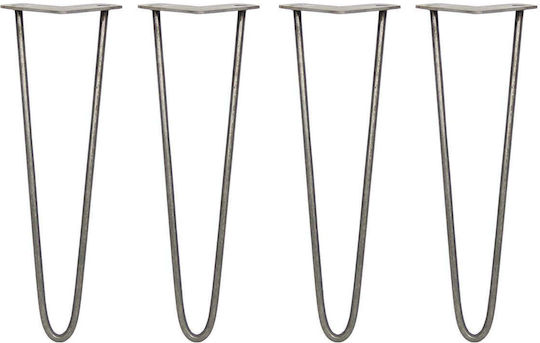 4 X 16" Hairpin Legs 2 Prong 10mm Raw Steel