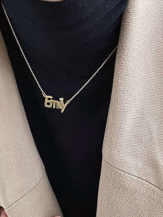 Goldsmith Κολιέ Όνομα από Ροζ Επιχρυσωμένο Ασήμι με Ζιργκόν