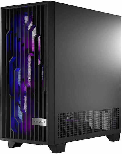 Modecom Volcano Perun Apex Gaming Midi Tower Κουτί Υπολογιστή με Πλαϊνό Παράθυρο και RGB Φωτισμό Μαύρο