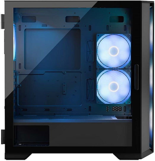 Modecom Horizon Flow Геймърско Midi Tower Компютърна Кутия със Страничен Прозорец и RGB Осветление Черна