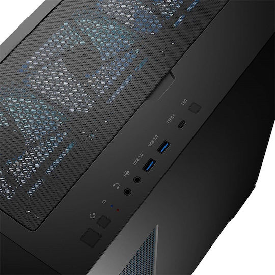 Modecom Horizon Flow Геймърско Midi Tower Компютърна Кутия със Страничен Прозорец и RGB Осветление Черна