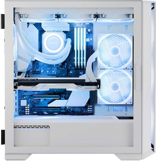 Modecom Horizon Flow Gaming Middle Tower Carcasă PC cu Deschidere Laterală și Sistem Iluminare RGB Albă