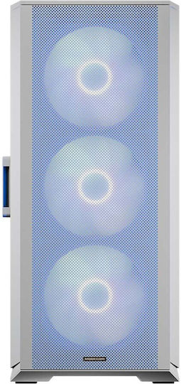 Modecom Horizon Flow Gaming Middle Tower Carcasă PC cu Deschidere Laterală și Sistem Iluminare RGB Albă