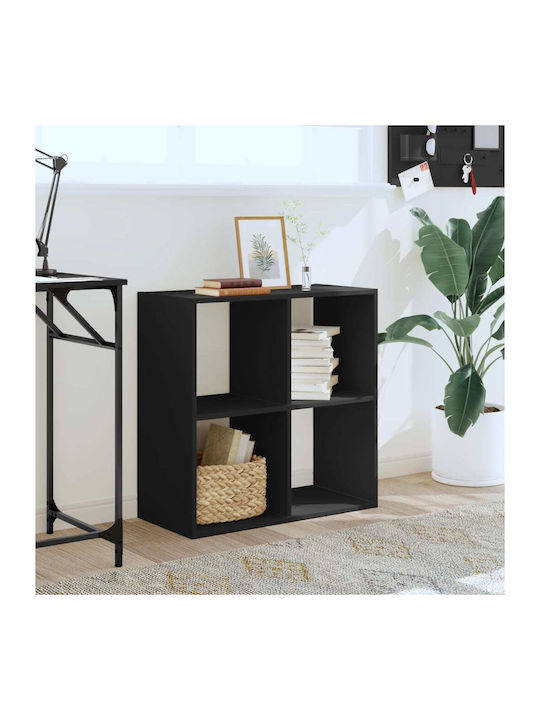 Bookcase Black Velvet-Black Metal 68.5x32x68.5cm