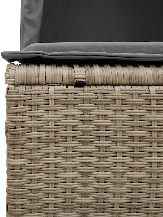 Ξαπλώστρα Διπλή Rattan με Μαξιλάρι & Σκίαστρο Γκρι 100x197εκ.