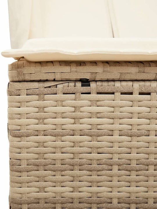 Ξαπλώστρα Διπλή Rattan με Μαξιλάρι Μπεζ 100x197εκ.