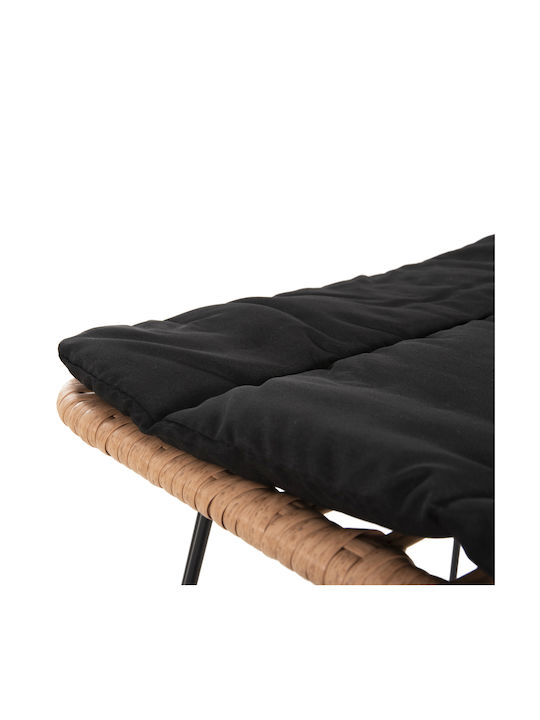 Gartenhocker Bar Außenbereich Rattan Allegra mit Kissen Schwarz-Beige 50x55x103cm
