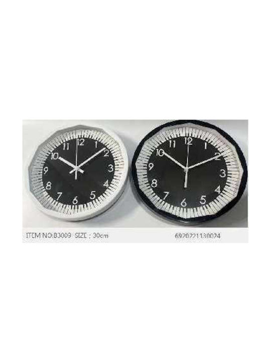 Wall Clock Plastic Black Ø30cm